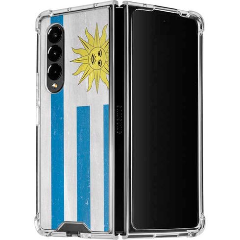 Uraguay Flag Distressed Galaxy Z Fold4 5G Clear Case